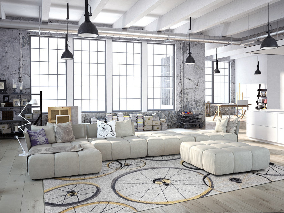 Sonesta 2035 Gray Wheels In Motion Rug, 7'6"x9'6"