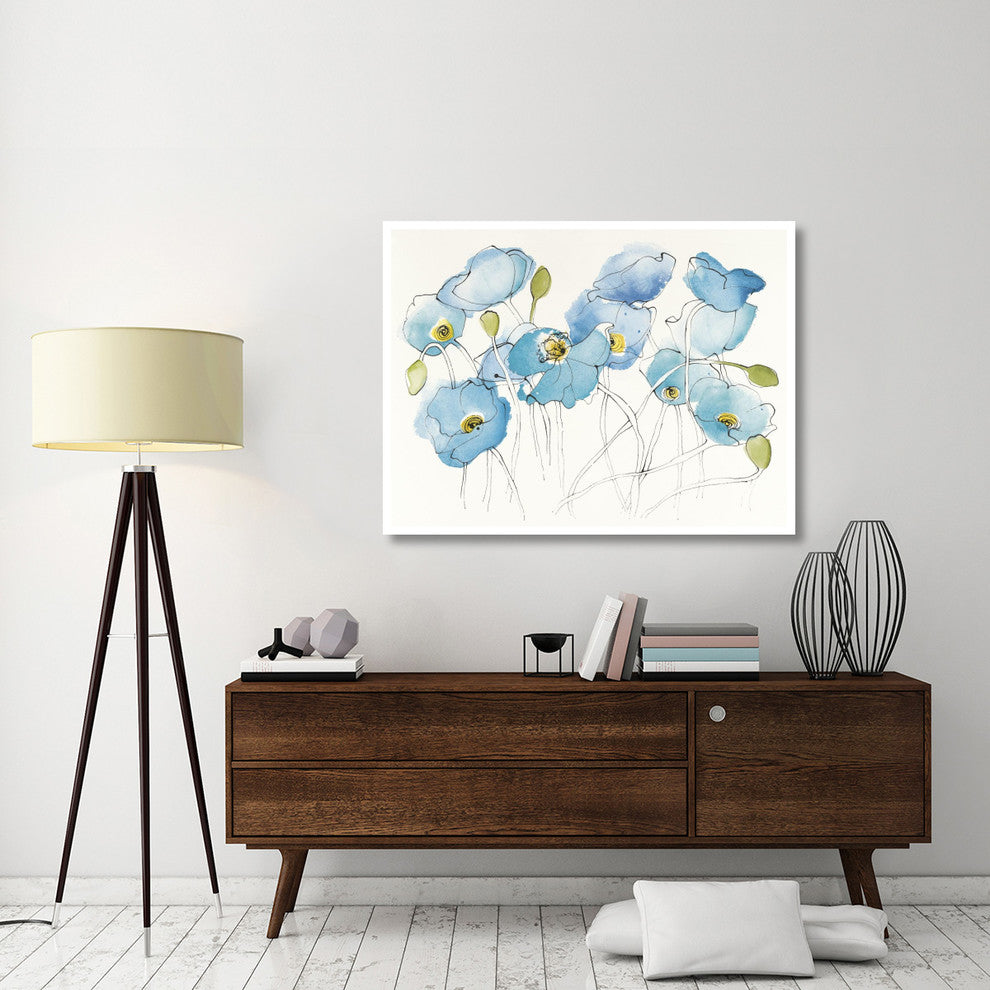 "Black Line Poppies III Watercolor" Paper Print by Shirley Novak, 50"x38"