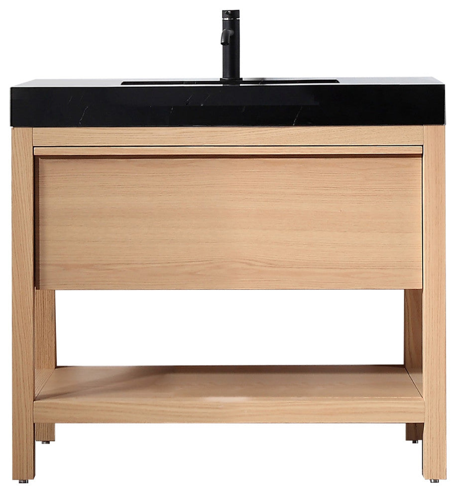 BIBURY Freestanding Modern Bathroom Vanity, Whitewash Oak, 36"