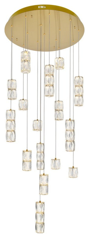 Paige LED Light Gold Pendant Clear Crystal