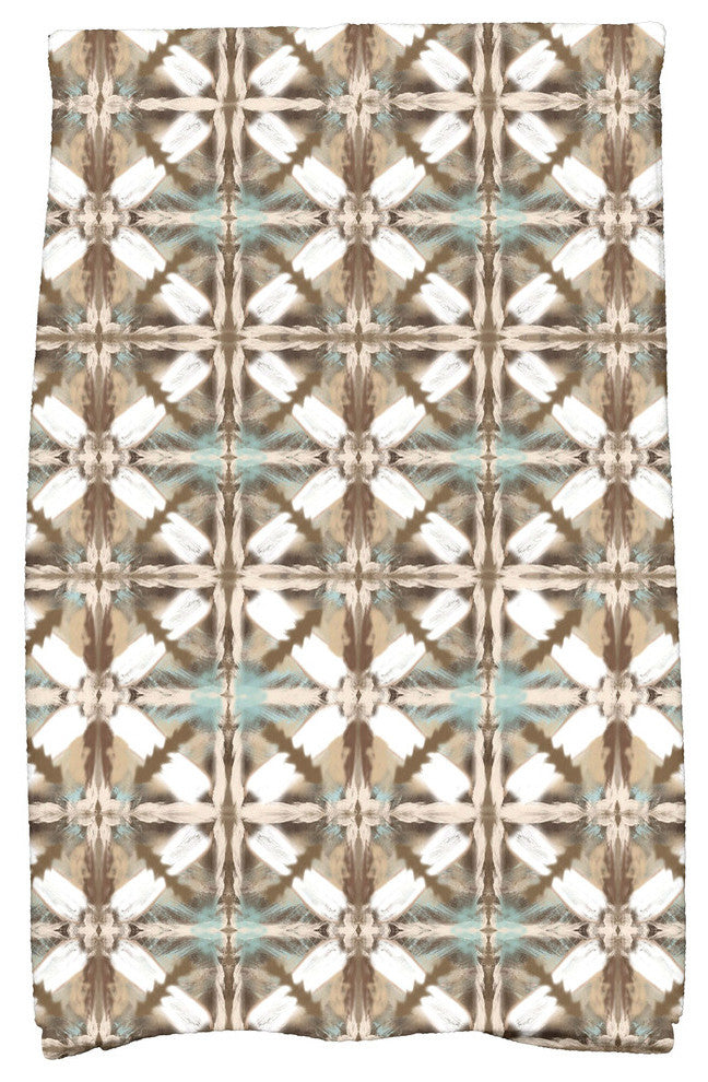 Beach Tile, Geometric Print Hand Towel, Brown
