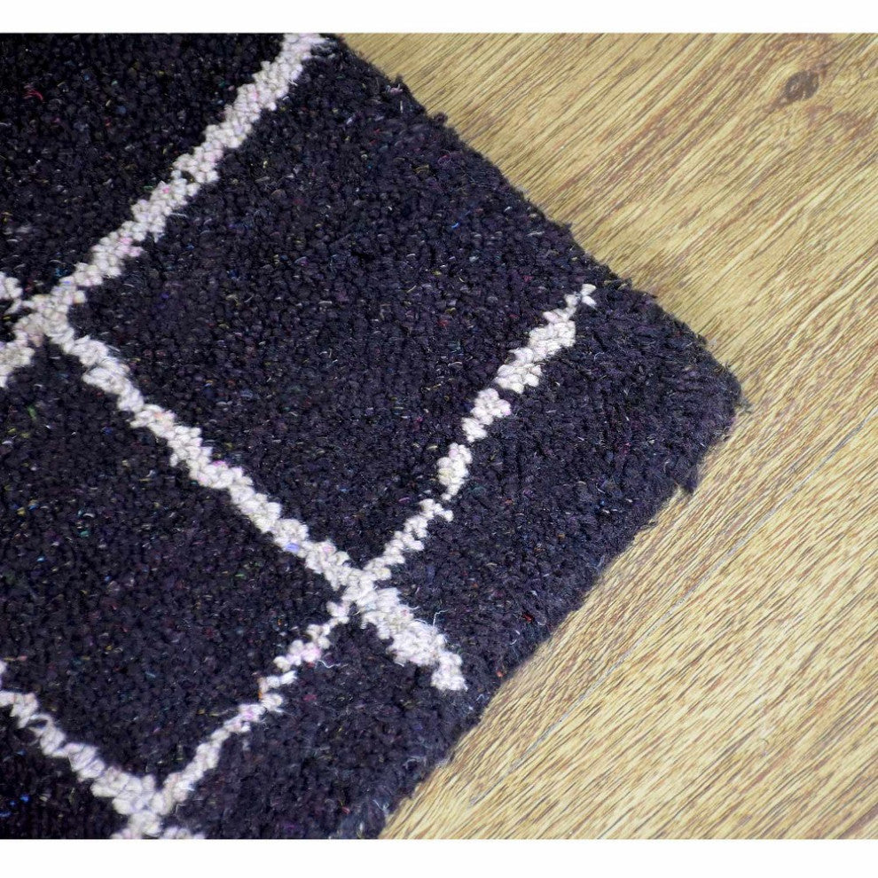 HAND KNOTTED LOOM SILK ECO-FRIENDLY RUGS-5'x8',Rectangle,Black Beige,Geometric