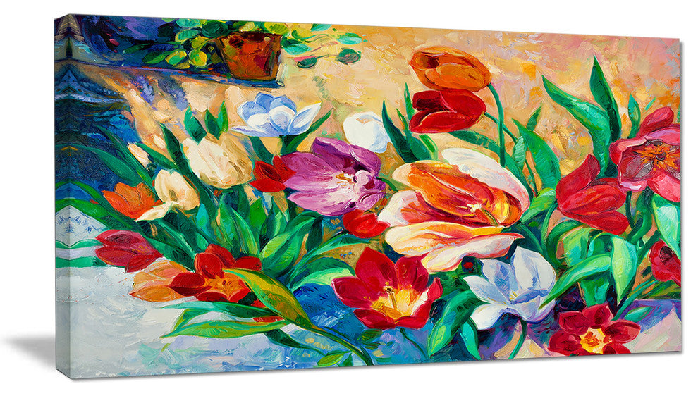 "Bouquet of Colorful Flowers" Wall Art Canvas, 32"x16"