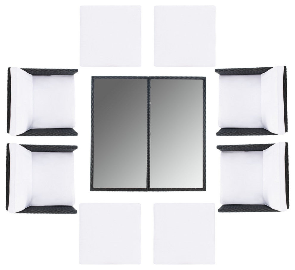 Safavieh Enerson Outdoor Dining Set, Black / White