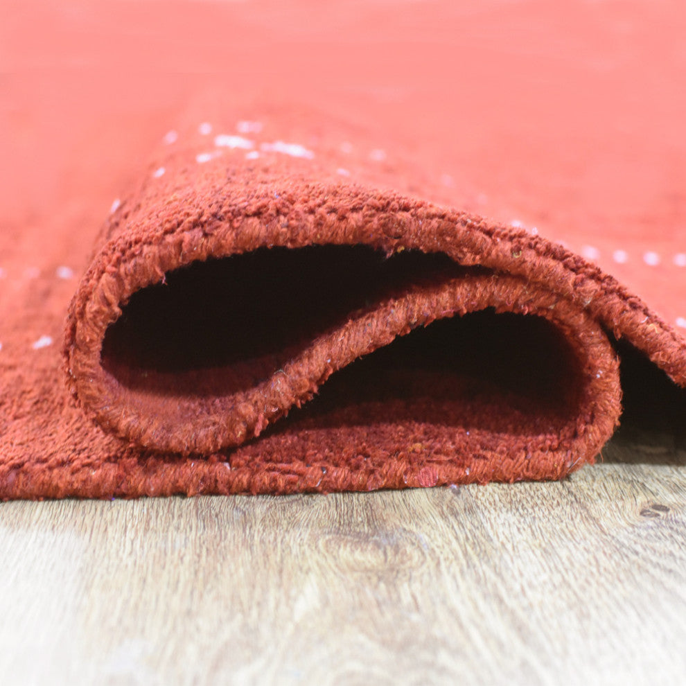 HAND KNOTTED LOOM SILK ECO-FRIENDLY RUGS-6'x9',Rectangle,Light Red,Contemporary