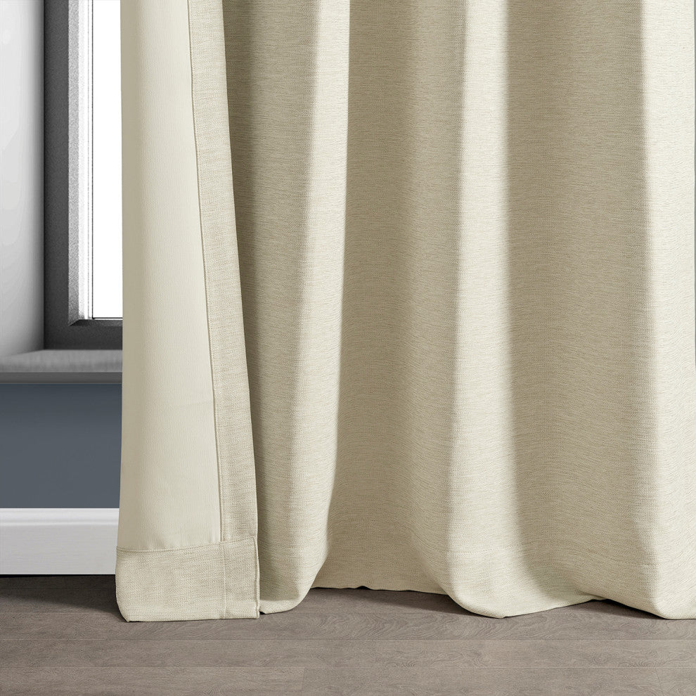 Oat Cream Bellino Grommet Blackout Room Darkening Curtain Single Panel, 50"x108"