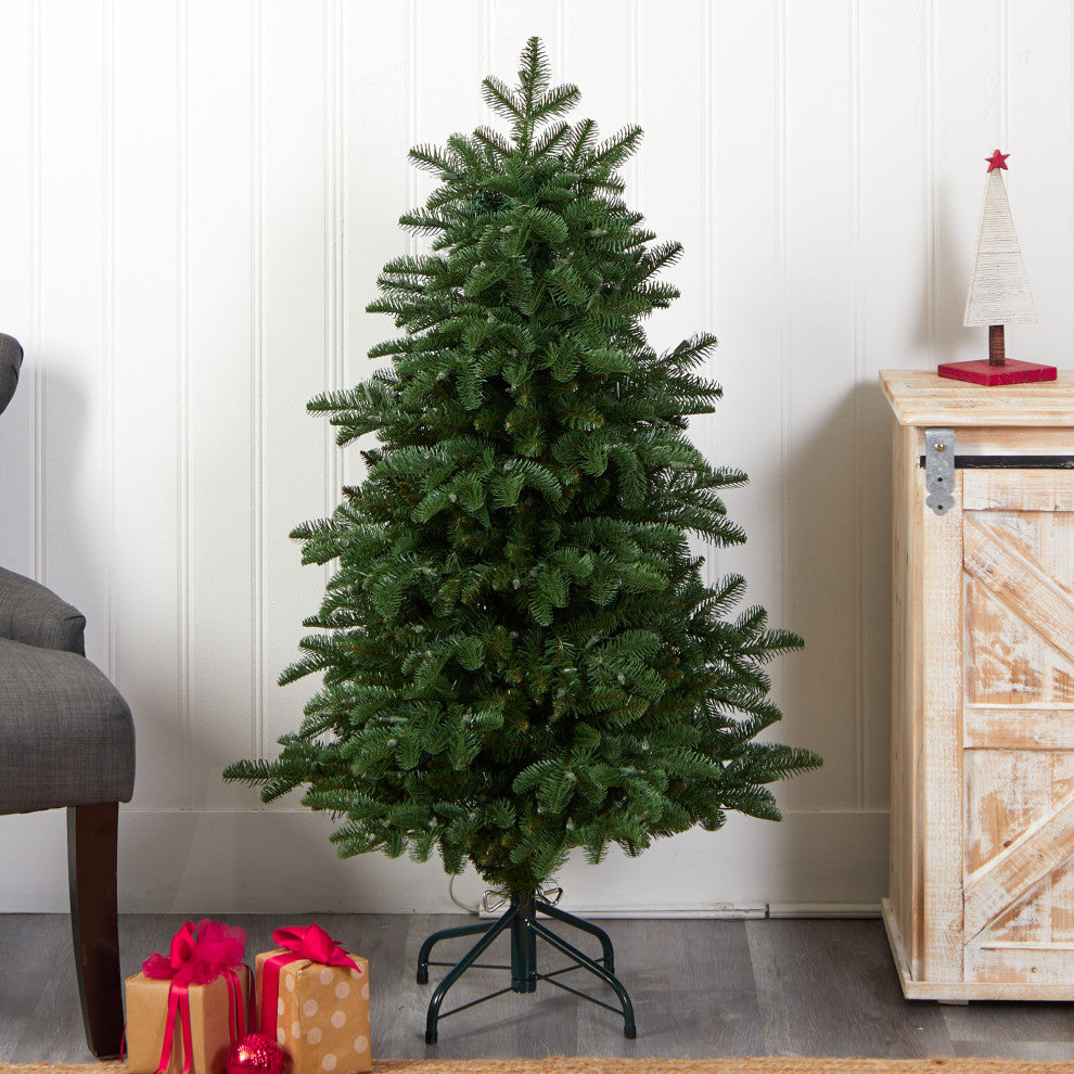 4' South Carolina Fir Faux Xmas Tree W/ 250 Clear Lights & 752 Bendable Branches
