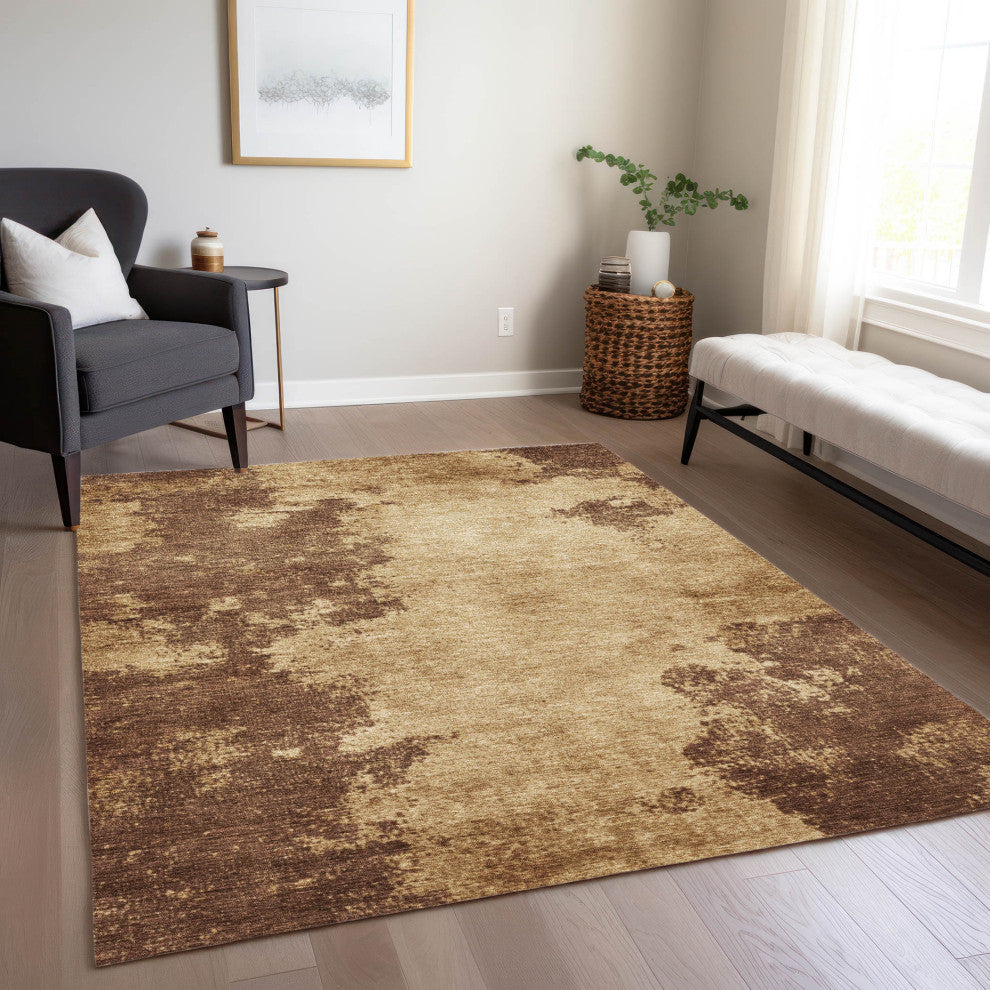 Machine Washable Indoor/Outdoor Chantille ACN1913 Mocha 10' x 14' Rug