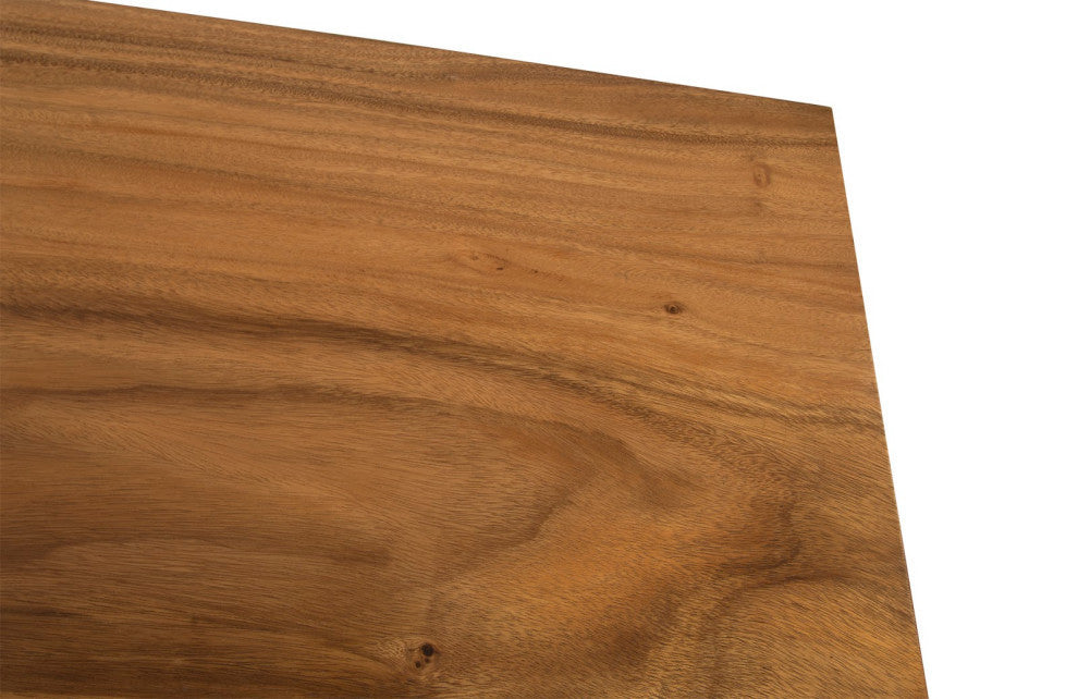 Iron Frame Standing Desk With Drawers, Chamcha Wood, Natural, Bar Height