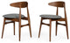 Set of Two Gray Walnut Fabric Dining Chairs