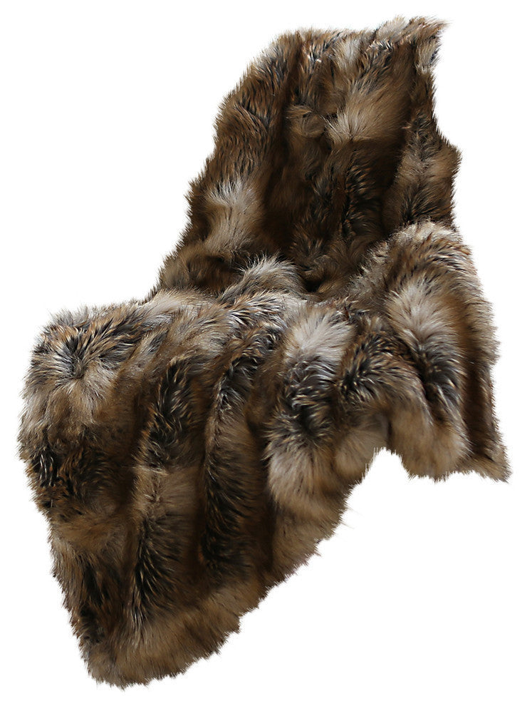 Luxe Faux Fur Throw Blanket, Amber Fox, 58"x36"