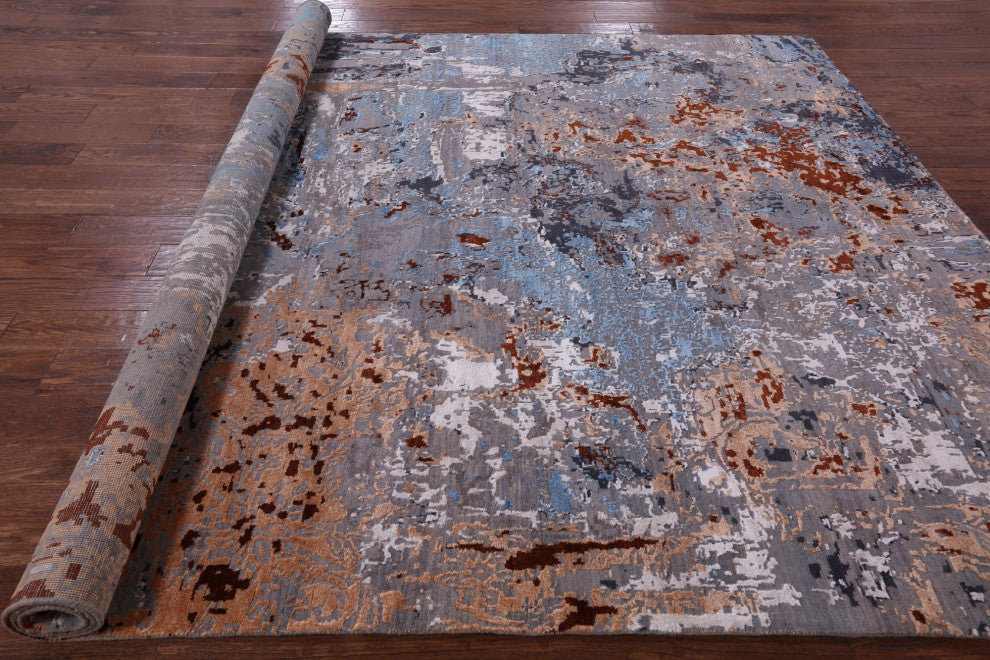 7' 11" X 10' 2" Hand-Knotted Wool and Silk Abstract Rug Q6237