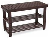 3-Tier Bamboo Wood Shoe Rack Bench Entryway Shoe Storage, Brown