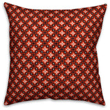 Red Floral Squares Throw Pillow Cover, 18"x18"