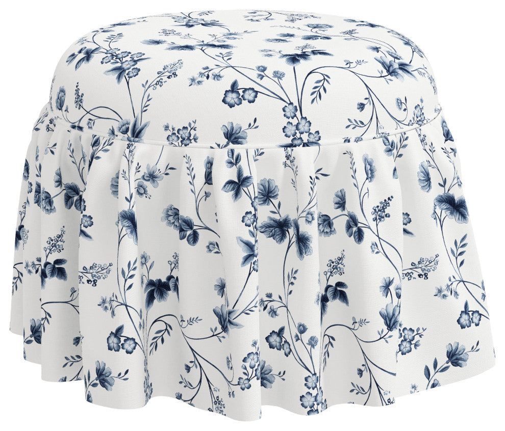 Ottoman, Margaret Chintz Blue