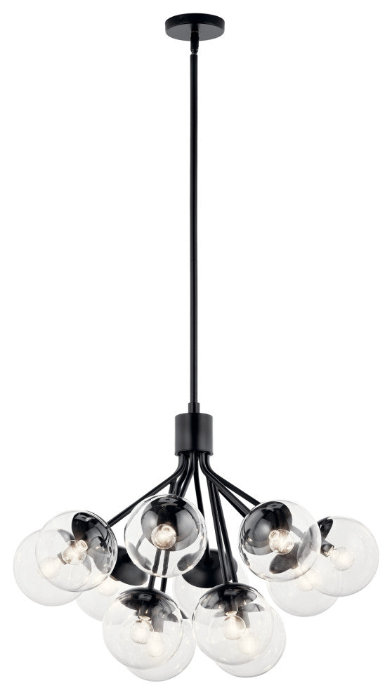 Silvarious Convertible Chandelier, Black Clear, 12 Light Clear
