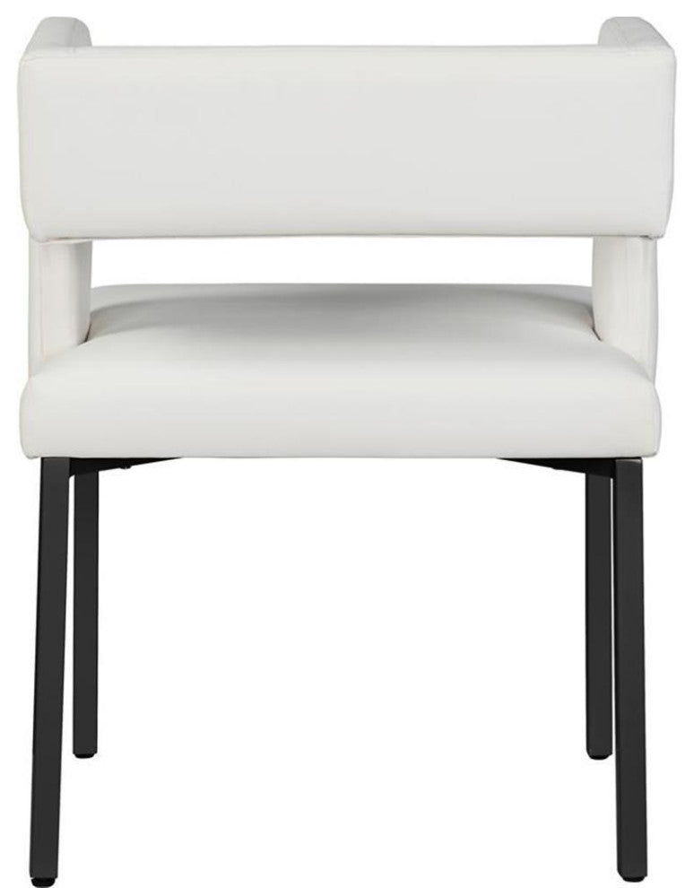 Pemberly Row 19" Modern Faux Leather Dining Chair in White (Set of 2)
