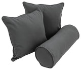 Solid Twill Throw Pillows With Inserts, 3-Piece Set, Steel Grey