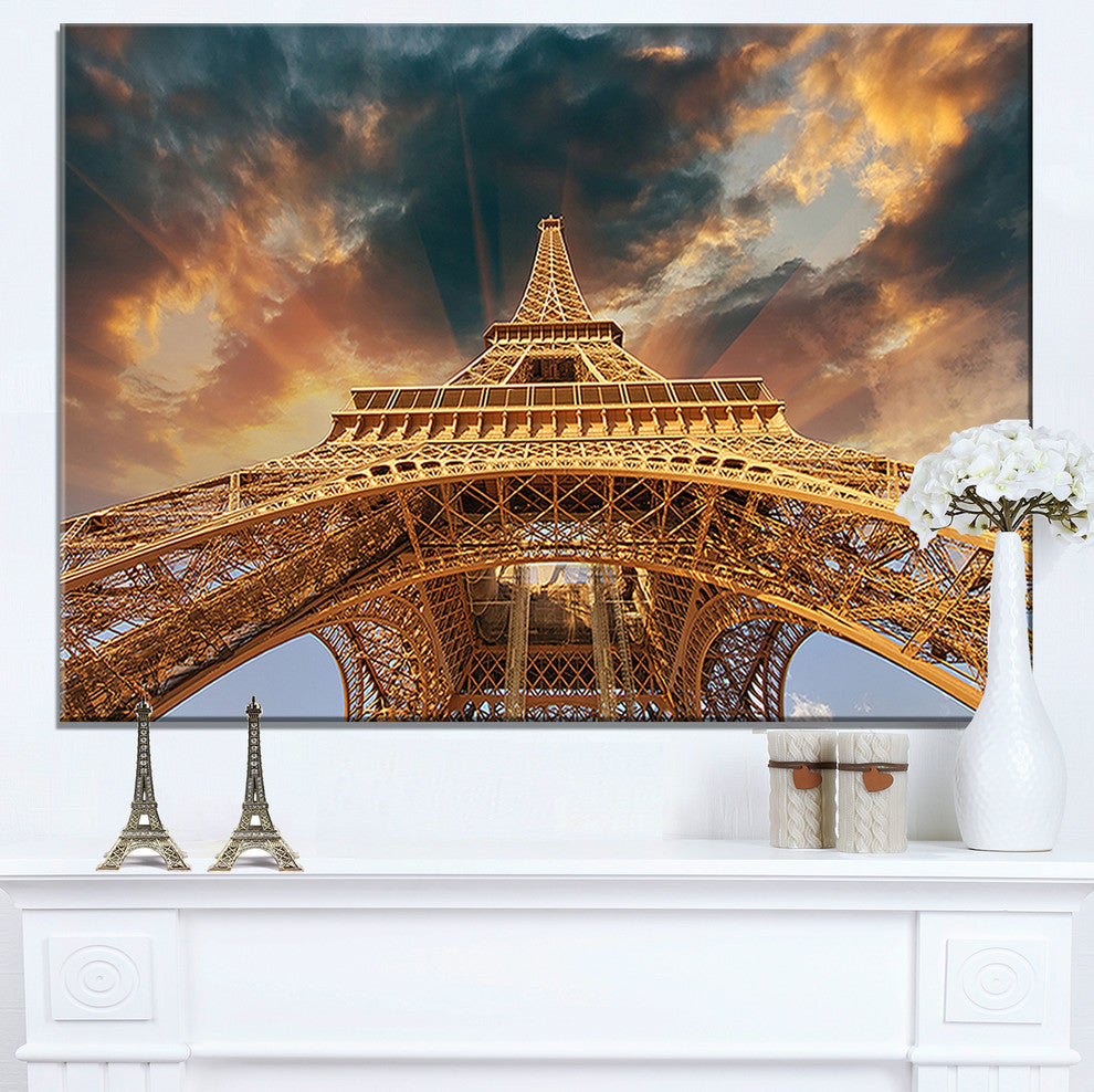 "Paris Eiffel Tower in Paris With Sunset Colors" Wall Art, 60"x28", 1 Panel
