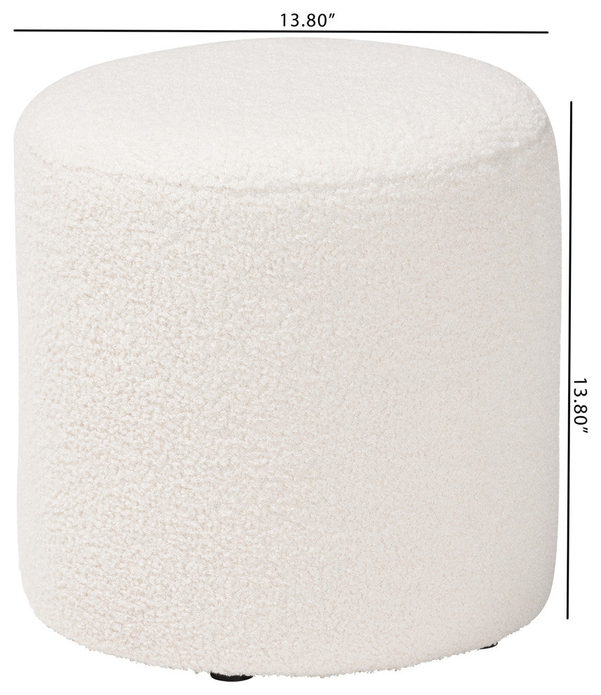 Tori Modern and Contemporary Ivory Boucle Upholstered Ottoman