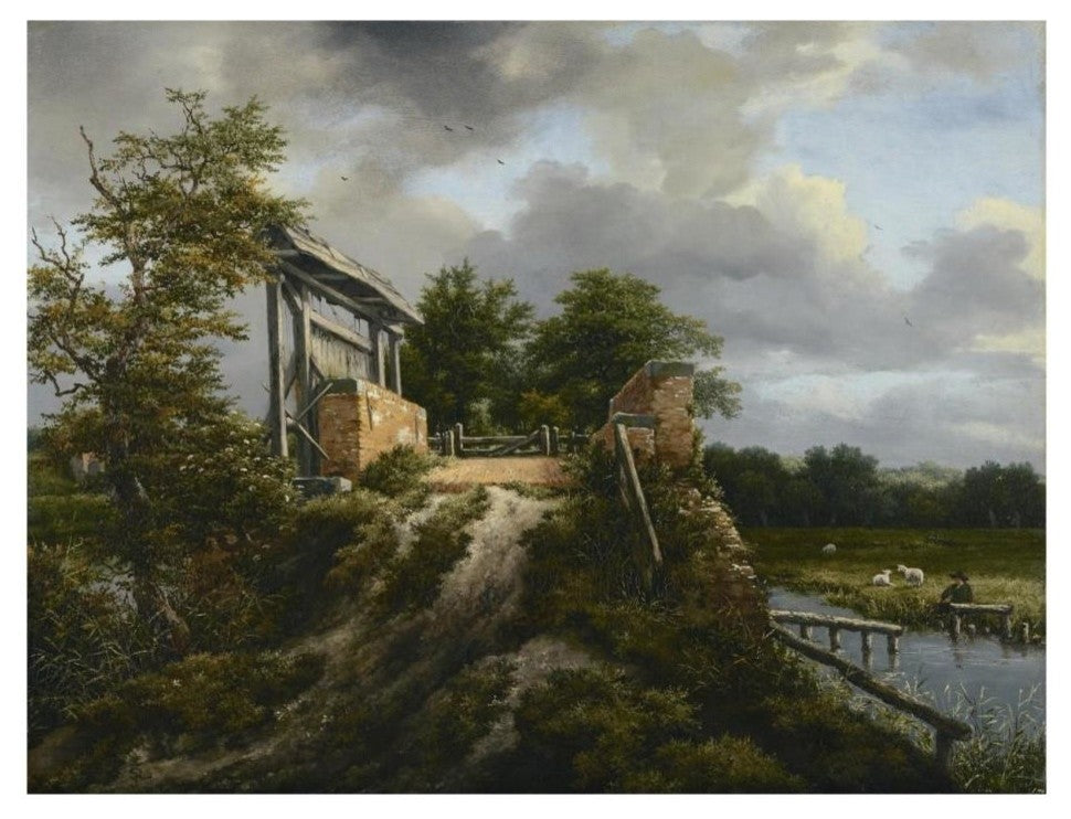 "Bridge with a Sluice" Digital Paper Print by Jacob van Ruisdael, 26"x20"