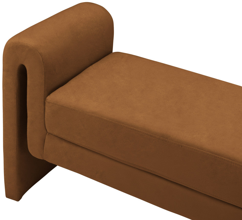 Sloan Velvet Upholstered Bench, Saddle, 51" Wide