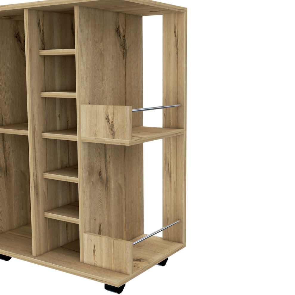 DEPOT E-SHOP Magda Bar Cart with 2 Shelves, Light Oak