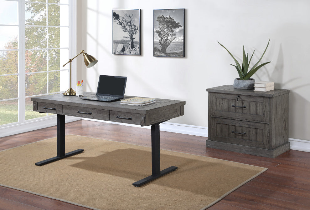 Lateral File With Locking Legal/Letter File Drawer, Fully Assembled, Gray