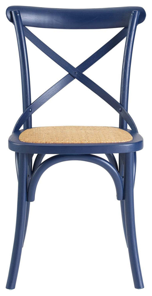 Side Dining Chair, Set of 2, Wood, Dark Blue, Modern, Cafe Bistro Restaurant