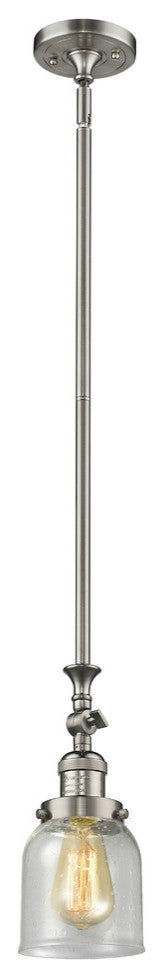 1-Light Small Bell 5" Pendant, Brushed Satin Nickel, Glass: Seedy