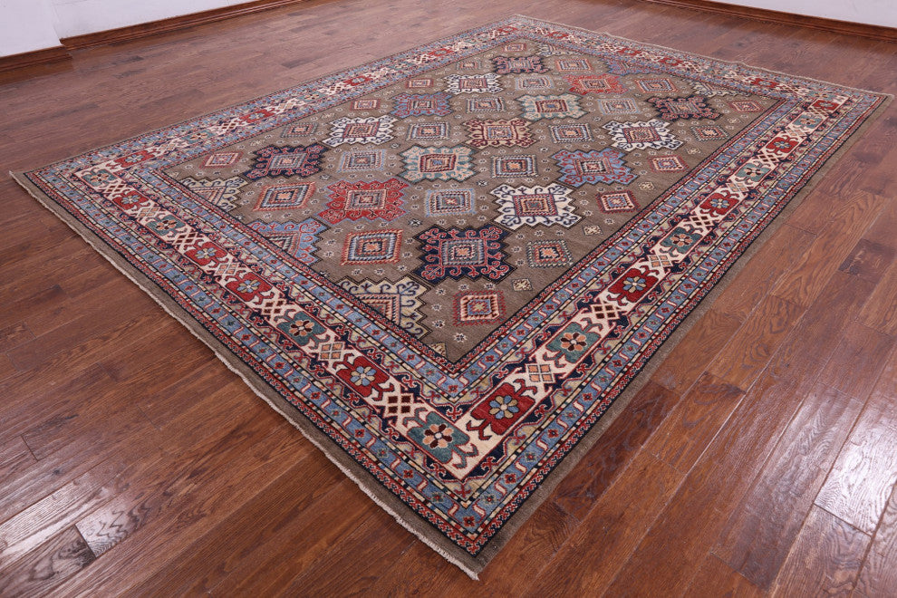 9' 1" X 12' 1" Handmade Super Kazak Wool Rug Q9505