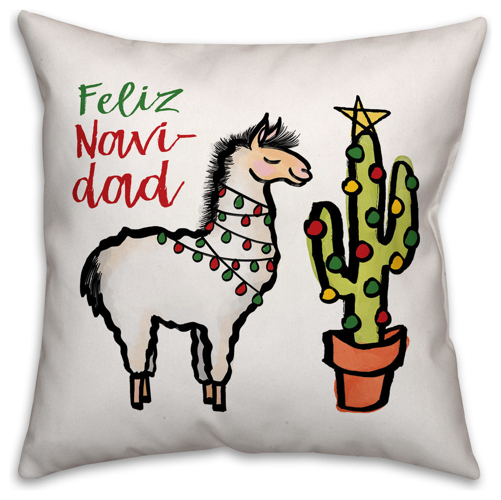 Feliz Navidad Llama 16x16 Spun Poly Pillow