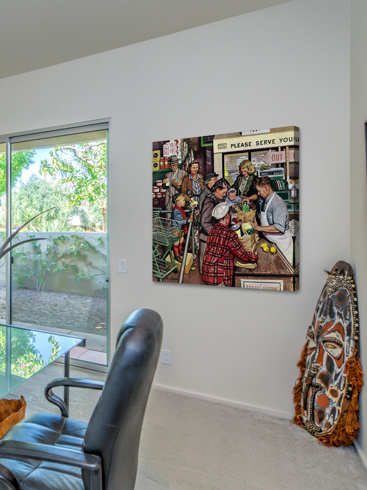 "Grocery Line" Painting Print on Canvas by Stevan Dohanos
