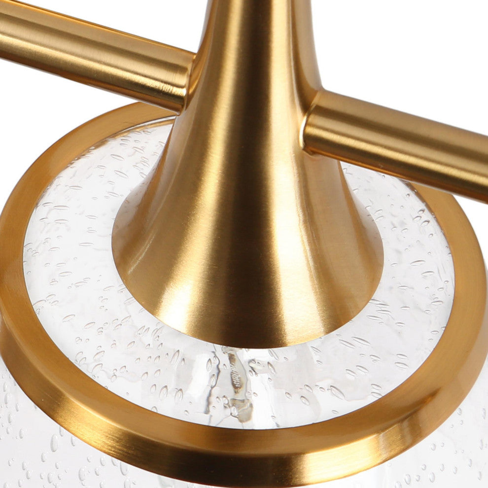 LNC 29" 4-Light Polished Gold with Seeded Glass Modern Vanity Light
