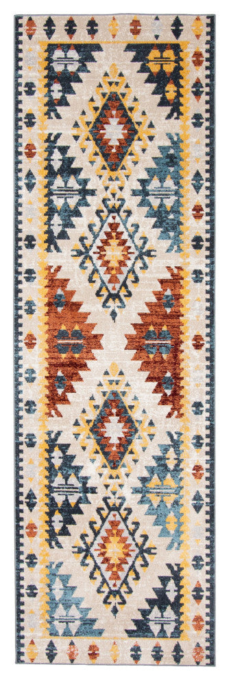 Aqua Mosaic Area Rug, Taupe/Copper, 2'6"x8'