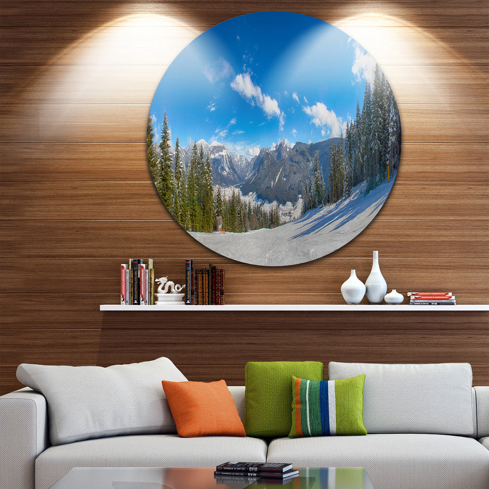 Austrian Alps Seen From Ski Slope, Landscape Round Wall Art, 23"