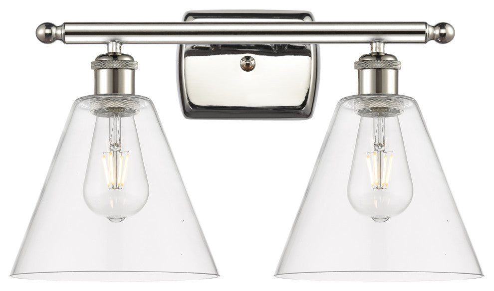 Innovations 516-2W-PN-GBC-82 2 Light Bath Vanity Light, Polished Nickel