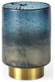 8" Artisan Blue and Gold Metallic Flat Bottom Vase