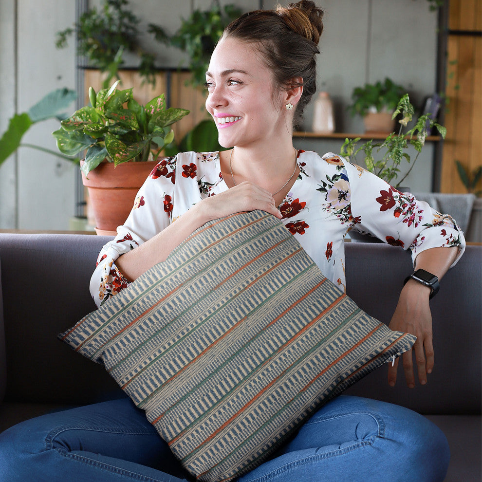 Plutus Blue Lane Stripe Luxury Throw Pillow, 26"x26"