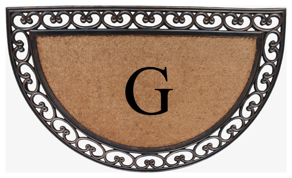 A1HC Natural Coir Monogrammed Door Mat For Front Door, 30"x48", G