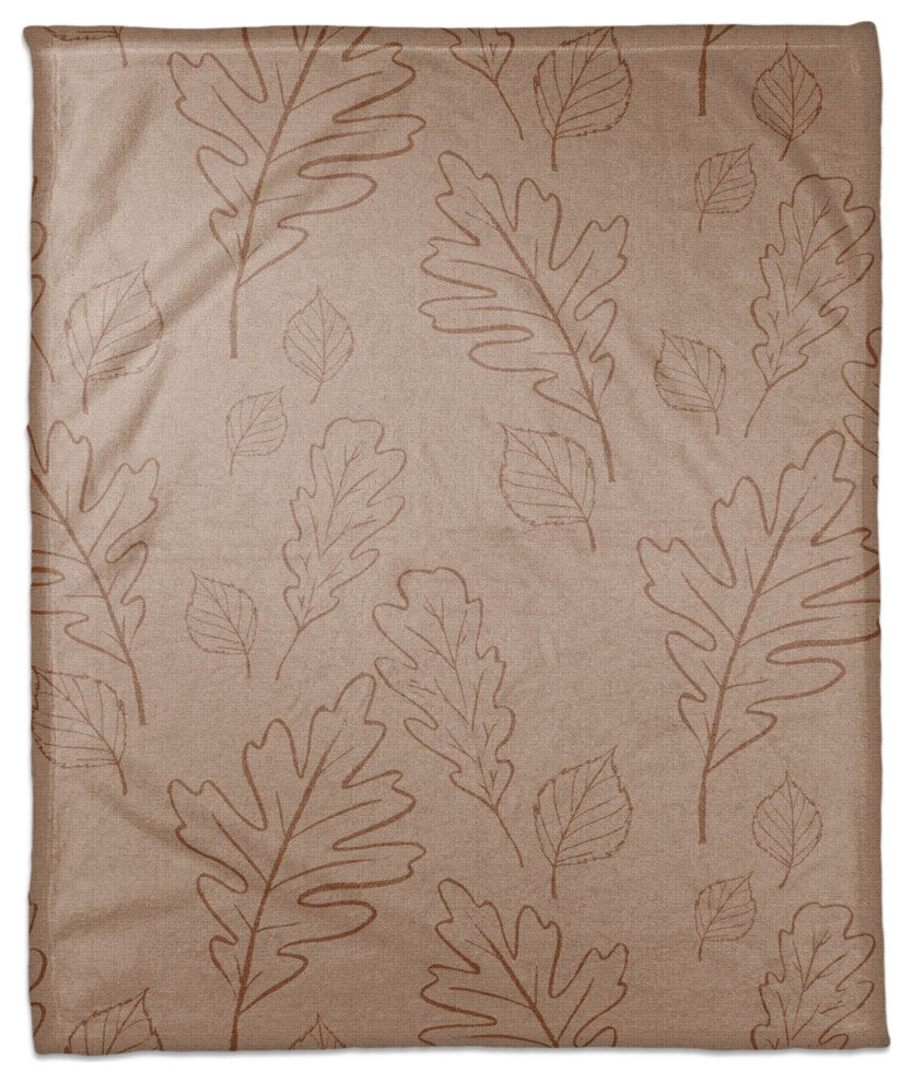 Dusty Rose Large Leaf Pattern 50x60 Coral Fleece Blanket