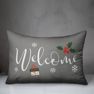 Gray Welcome 20x14 Spun Poly Pillow