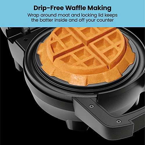 Anti-Overflow Waffle Maker, Belgian Waffle Iron with Seven Crunch Selector, Black - Big Stuff