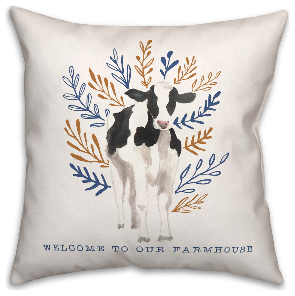 Welcome Farmhouse Cow 18x18 Spun Poly Pillow