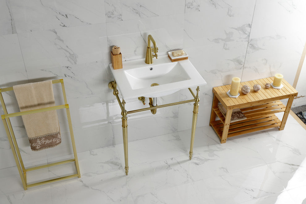Fauceture KVPB24187W1BB 24" Console Sink, Legs, Single Hole