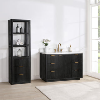 Vinnova Cadiz Bath Vanity, Composite Stone Top, Black, 48", No Mirror