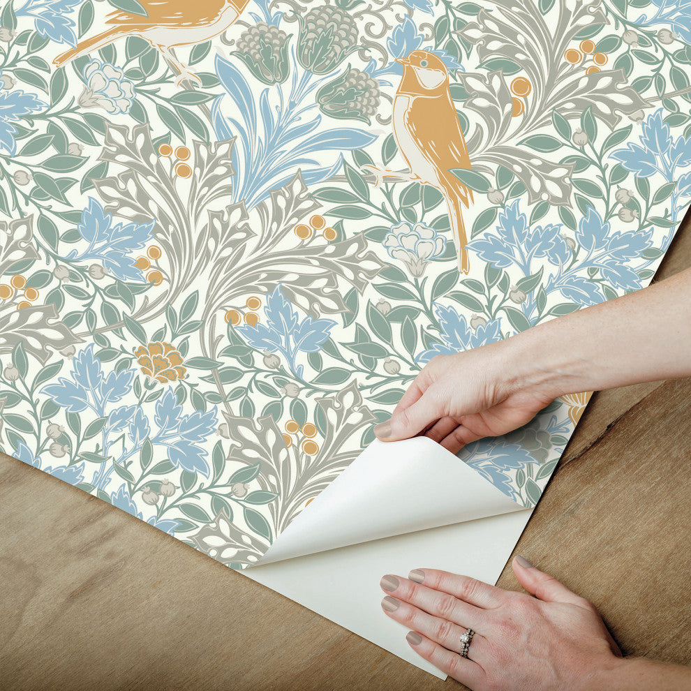 Garden Aviary Sky Blue Peel and Stick Wallpaper