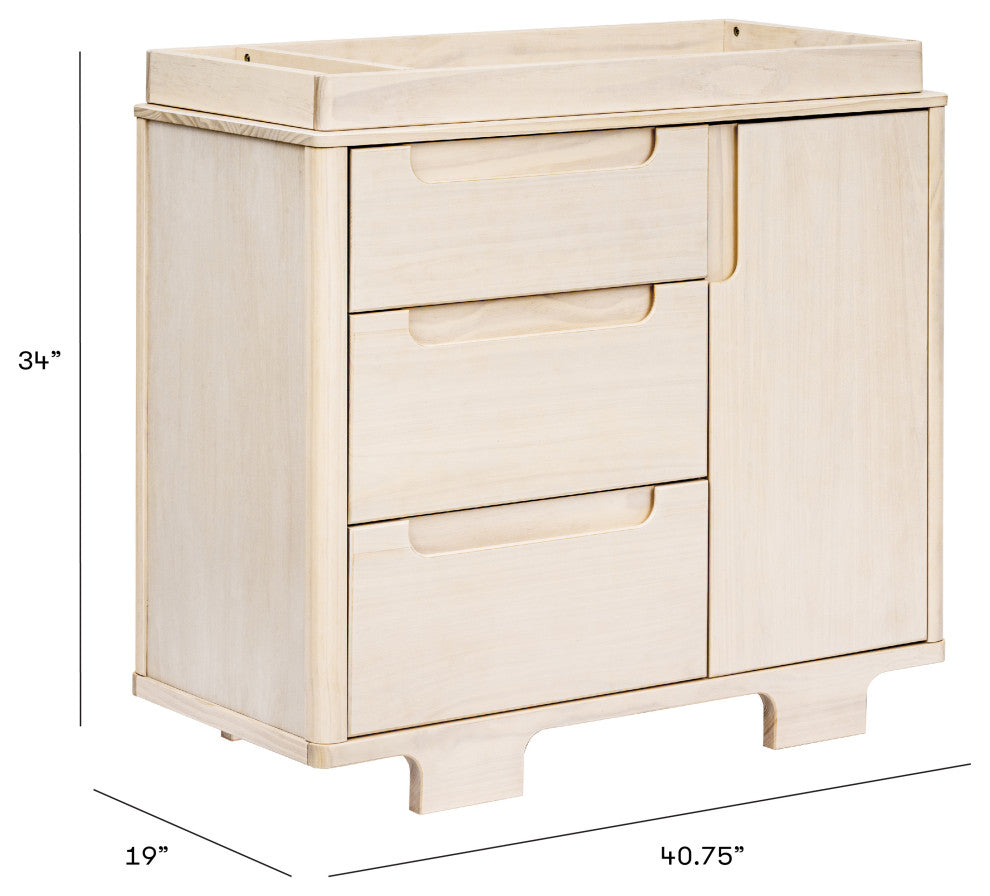 Yuzu 3-Drawer Changer Dresser, Washed Natural