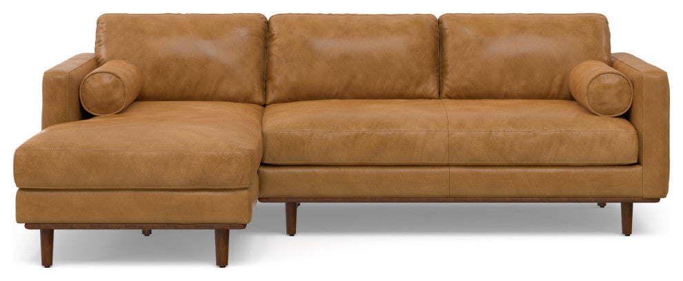 Morrison Mid Century Left Sectional Wide Sofa Tightly Woven Performance Fabric, Sienna