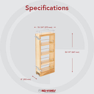 Wood Wall Cabinet Pull Out Organizer, 8"